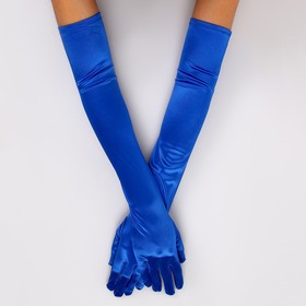 Карнавальнеый аксессуар- перчатки 55см, цвет синий