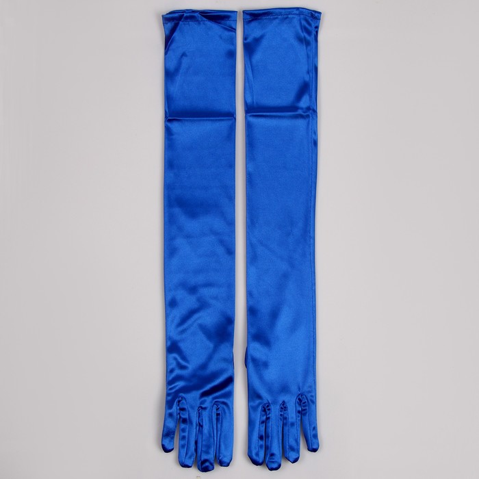 Карнавальный аксессуар - перчатки 55см, цвет синий - фото 1906501721