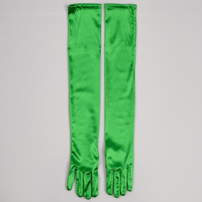 Карнавальный аксессуар- перчатки 55см, цвет зеленый - фото 1906501725
