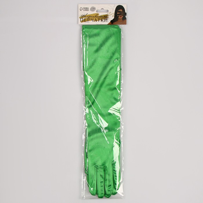 Карнавальный аксессуар- перчатки 55см, цвет зеленый - фото 1906501726