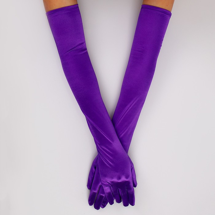 Карнавальный аксессуар - перчатки 55см, цвет фиолетовый - фото 1906501727