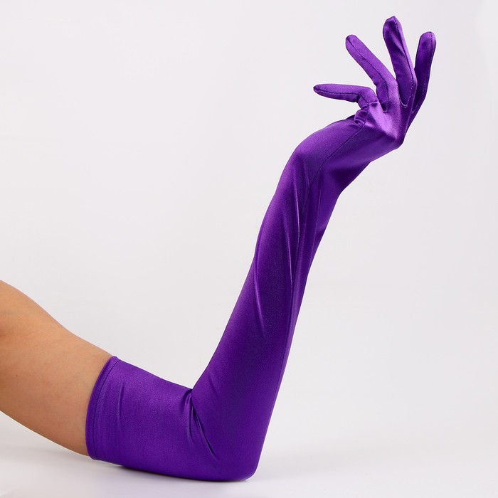 Карнавальный аксессуар - перчатки 55см, цвет фиолетовый - фото 1906501728