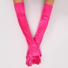 Карнавальный аксессуар - перчатки 55см, цвет фуксия - фото 292983457