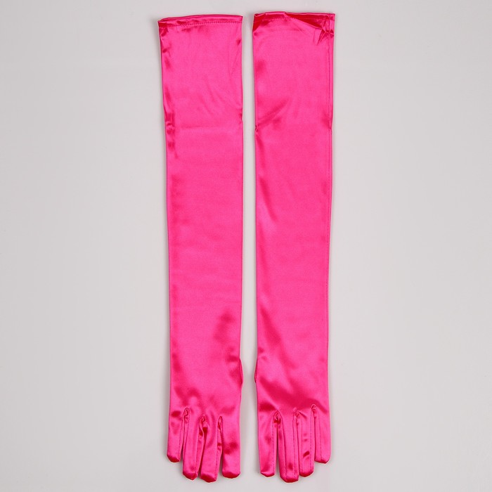 Карнавальный аксессуар - перчатки 55см, цвет фуксия - фото 1906501733