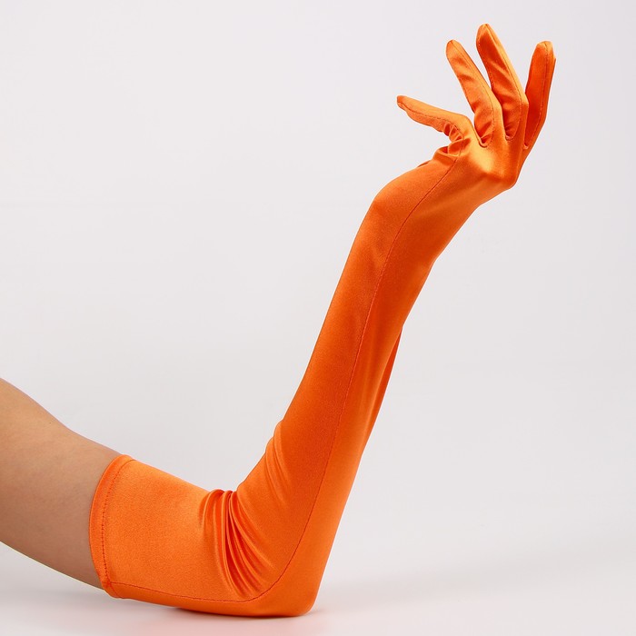 Карнавальный аксессуар - перчатки 55см, цвет оранжевый - фото 1906501736