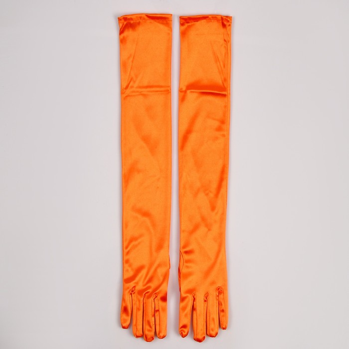 Карнавальный аксессуар - перчатки 55см, цвет оранжевый - фото 1906501737