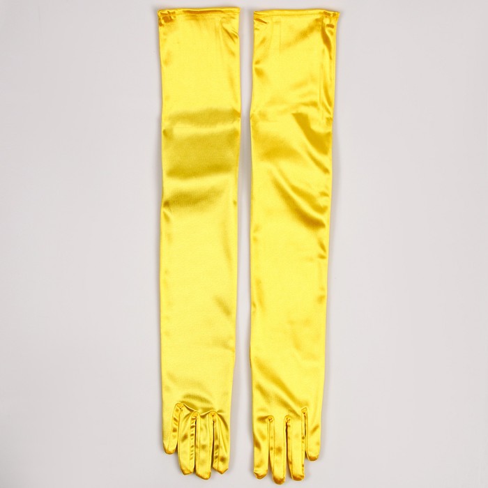 Карнавальный аксессуар - перчатки 55см, цвет желтый - фото 1906501741
