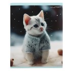 Тетрадь 48 листов в клетку "Зимние котики", обложка мелованный картон, матовая ламинация, выборочный УФ-лак, блок 60г/м2, МИКС - фото 23340219