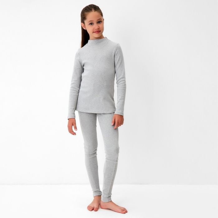 Термобелье для девочки (лонгслив, легинсы), серое, рост 104-110 см