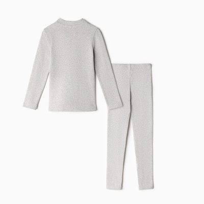 Термобелье для девочки (лонгслив, легинсы), серое, рост 116-122 см