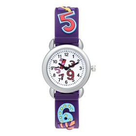 Часы наручные детские, "Цифры", d-2 см, ремешок силикон l-20 см, фиолетовые