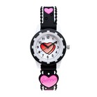 Часы наручные детские, "Сердечки", d-2 см, ремешок силикон l-20 см, черные - фото 11905379