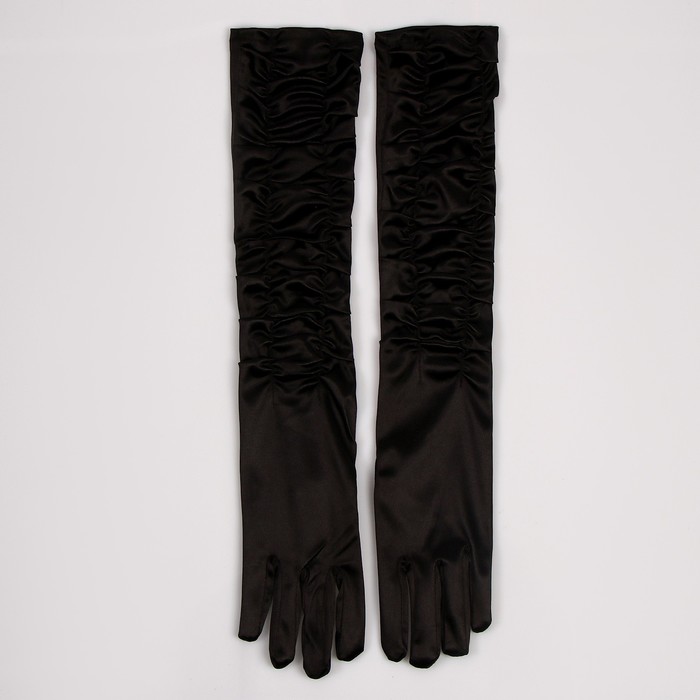 Карнавальный аксессуар - перчатки со сборкой, цвет черный - фото 1906501825