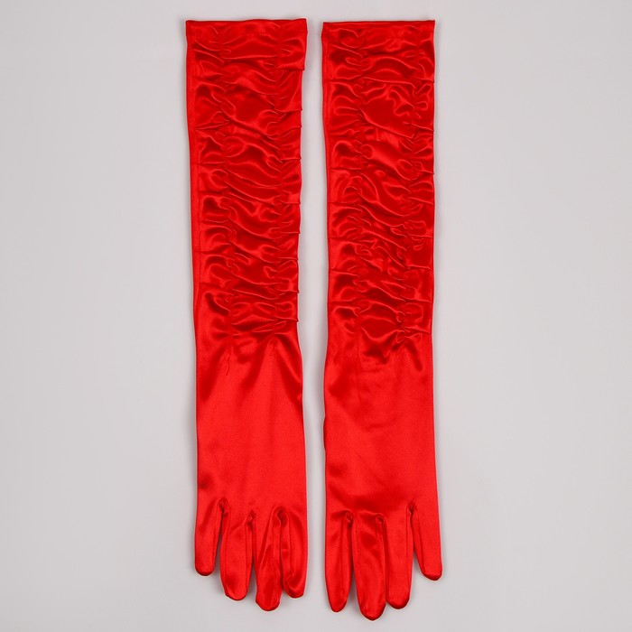 Карнавальный аксессуар - перчатки со сборкой, цвет красный - фото 1906501829