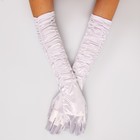 Карнавальный аксессуар - перчатки со сборкой, цвет белый - фото 4401486