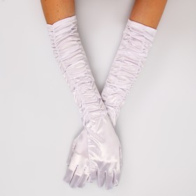 Карнавальнеый аксессуар- перчатки со сборкой, цвет белый