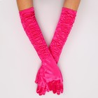 Карнавальный аксессуар - перчатки со сборкой, цвет фуксия - Фото 1