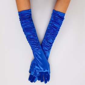 Карнавальнеый аксессуар- перчатки со сборкой, цвет синий