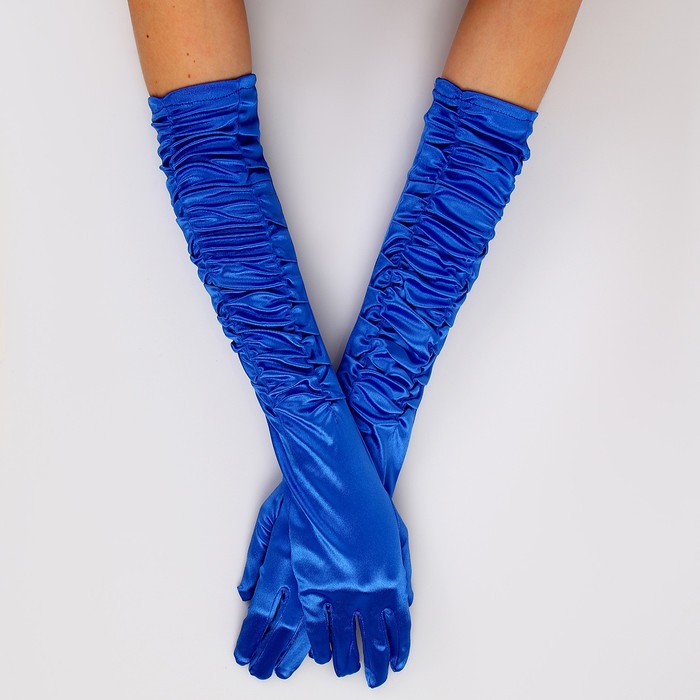 Карнавальный аксессуар - перчатки со сборкой, цвет синий - фото 1906501839