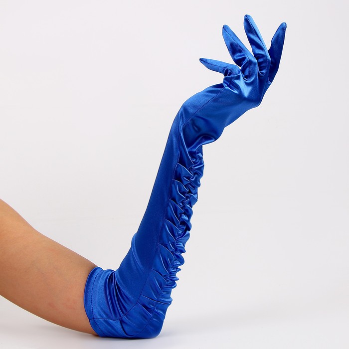 Карнавальный аксессуар - перчатки со сборкой, цвет синий - фото 1926924034