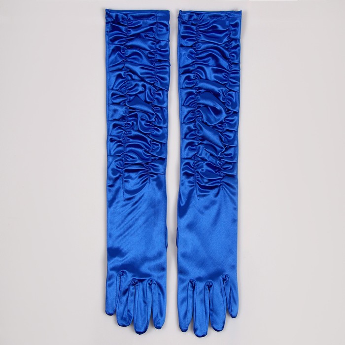 Карнавальный аксессуар - перчатки со сборкой, цвет синий - фото 1906501841