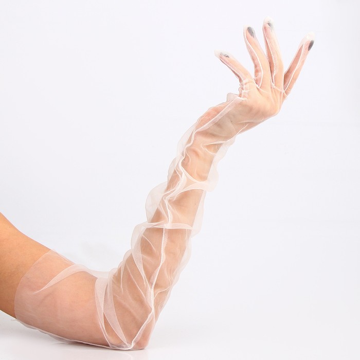 Карнавальный аксессуар- перчатки прозрачные, цвет белый - фото 1906501844