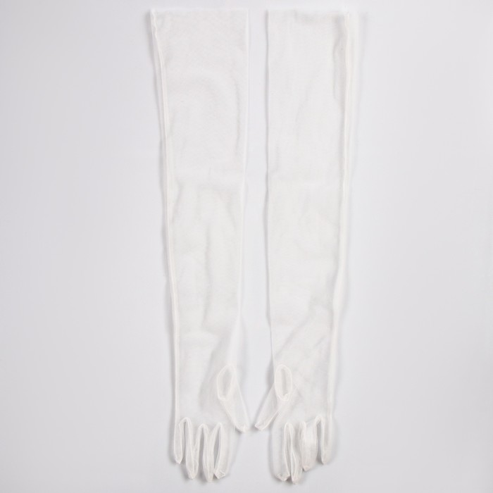 Карнавальный аксессуар- перчатки прозрачные, цвет белый - фото 1906501845