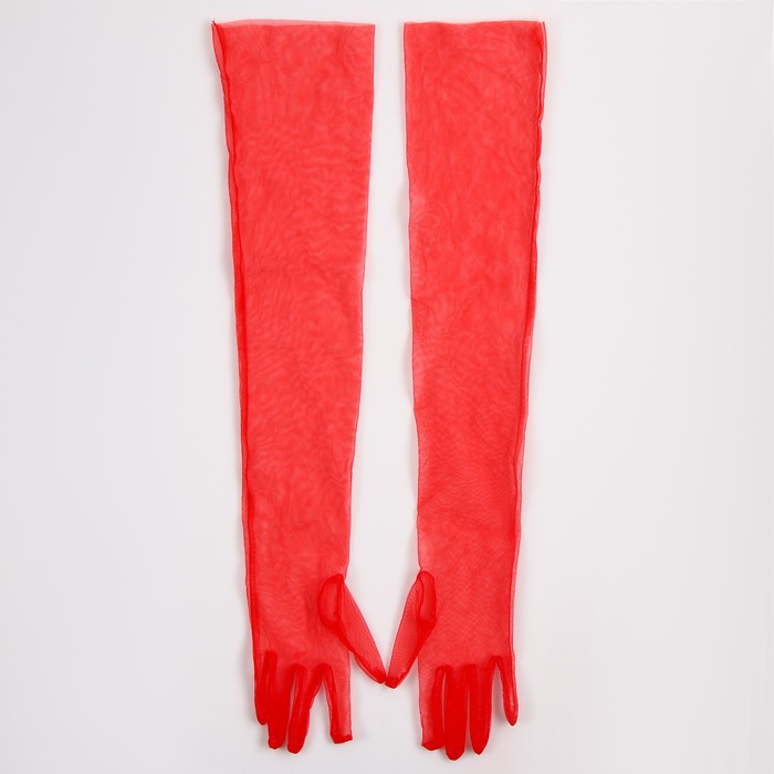 Карнавальный аксессуар- перчатки прозрачные, цвет красный - фото 1906501849
