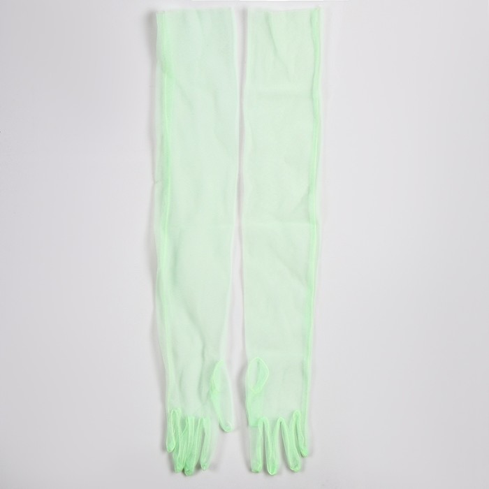 Карнавальный аксессуар- перчатки прозрачные, цвет зеленый - фото 1906501853