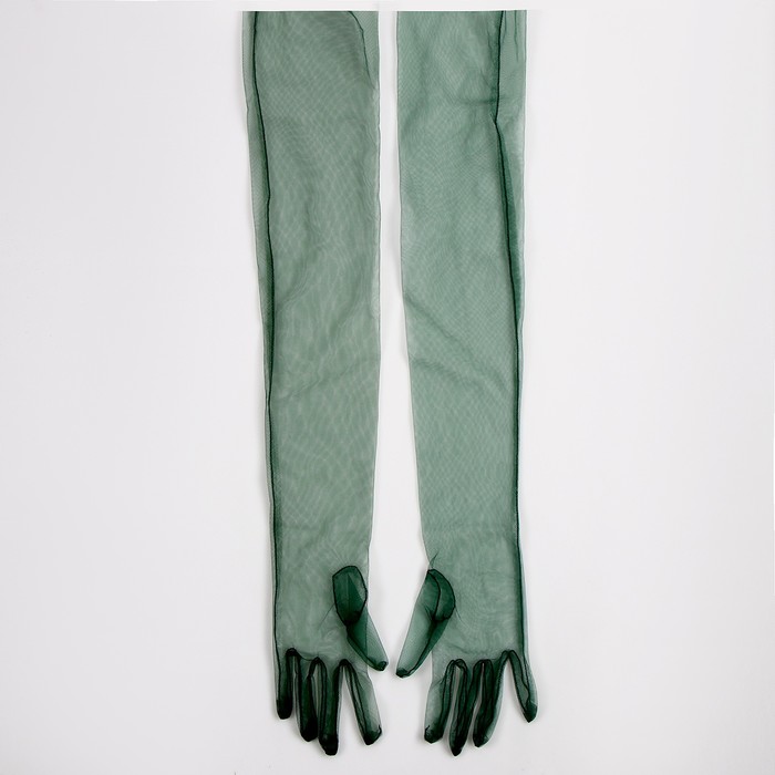 Карнавальный аксессуар- перчатки прозрачные, цвет темно-зеленый - фото 1906501857