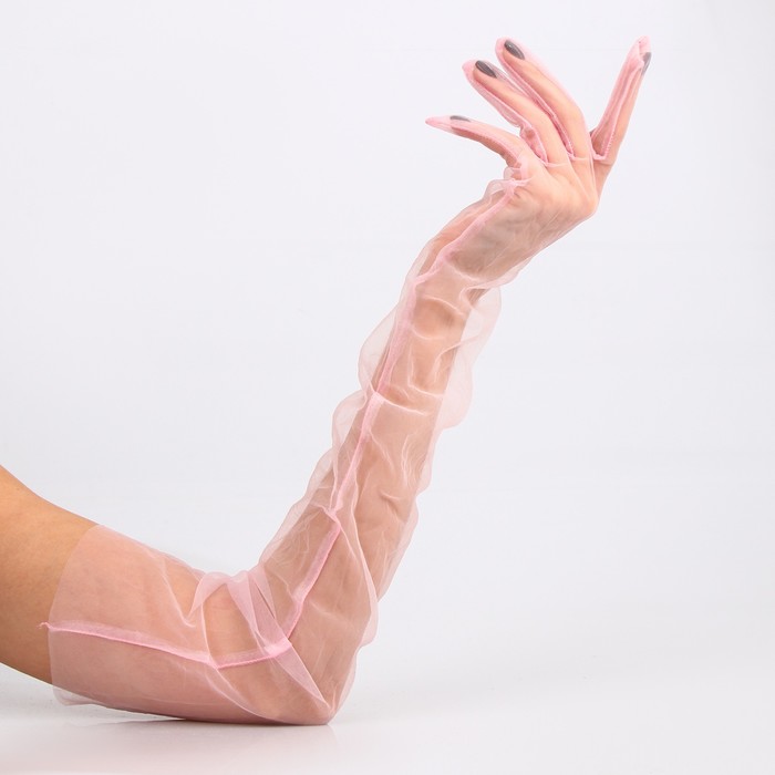 Карнавальный аксессуар- перчатки прозрачные, цвет розовый - фото 1906501860