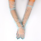 Карнавальный аксессуар- перчатки прозрачные, цвет синий - фото 11741530