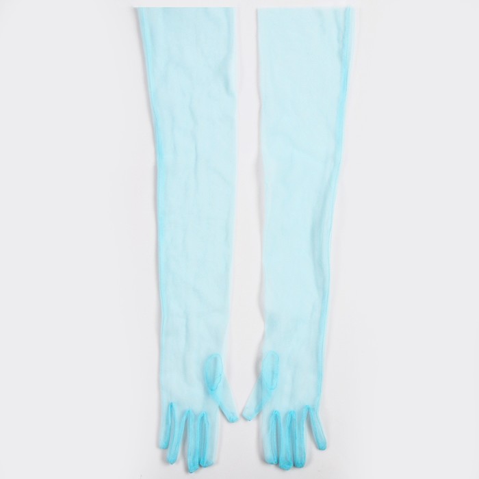 Карнавальный аксессуар- перчатки прозрачные, цвет синий - фото 1906501865