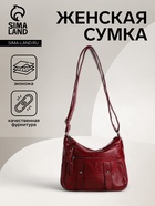 Сумка женская кросс-боди на молнии, 24×12×20 см, бордовая - Фото 1