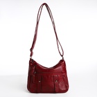 Сумка женская кросс-боди на молнии, 24×12×20 см, бордовая - Фото 2
