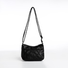 Сумка женская кросс-боди на молнии, 19×9×14 см, со стёжкой, чёрная - Фото 2