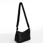 Сумка женская кросс-боди на молнии, 19×9×14 см, со стёжкой, чёрная - Фото 3