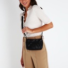 Сумка женская кросс-боди на молнии, 19×9×14 см, со стёжкой, чёрная - Фото 7