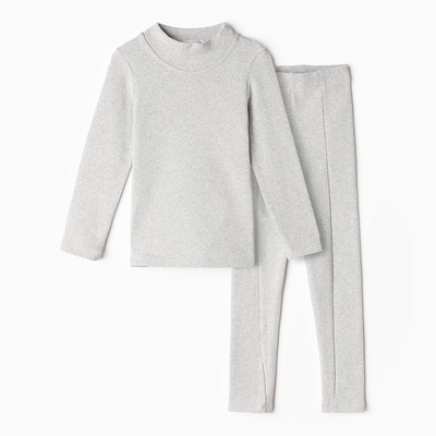 Термобелье для девочки (лонгслив, легинсы), серое, рост 98-104 см