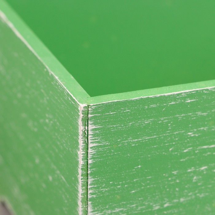 Кашпо деревянное "Прованс" 23х12,5х9 см светло-серый Зелёный