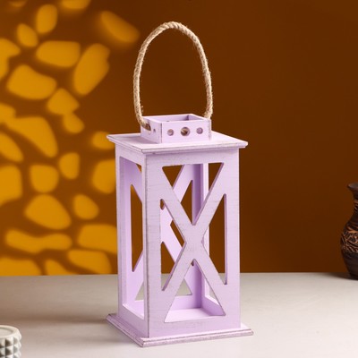 Кашпо деревянное "Фонарь. Прованс" 17х17х31 см Сиреневый
