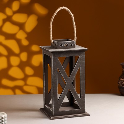 Кашпо деревянное "Фонарь. Прованс" 17х17х31 см Коричневый