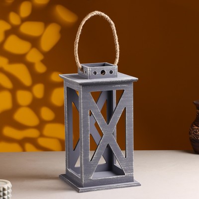 Кашпо деревянное "Фонарь. Прованс" 17х17х31 см Графит