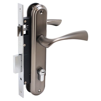 Замок врезной БУЛАТ ЗВ4-1.03.03 НОМОС, с ручками, 5 перфорированных ключей, графит