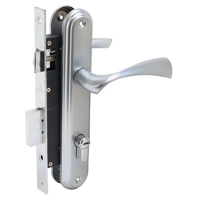 Замок врезной БУЛАТ ЗВ4-1.03.07 НОМОС, с ручками, 5 перфорированных ключей, титан