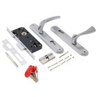 Замок врезной БУЛАТ ЗВ4-1.03.07 НОМОС, с ручками, 5 перфорированных ключей, титан - Фото 2