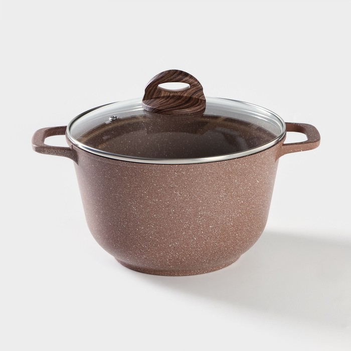 Казан «Брауни», 5 л, литой алюминий, стеклянная крышка, индукция - Фото 1