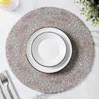 Салфетка сервировочная на стол Доляна «Серпантин», d=38 см, серая - Фото 2