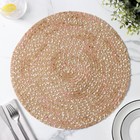 Салфетка сервировочная на стол Доляна «Серпантин», d=38 см, бежевая - Фото 4
