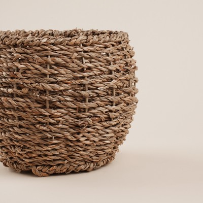 Кашпо SL Home ручного плетения, круглое, солома, 15.5×15.5×12.5 см